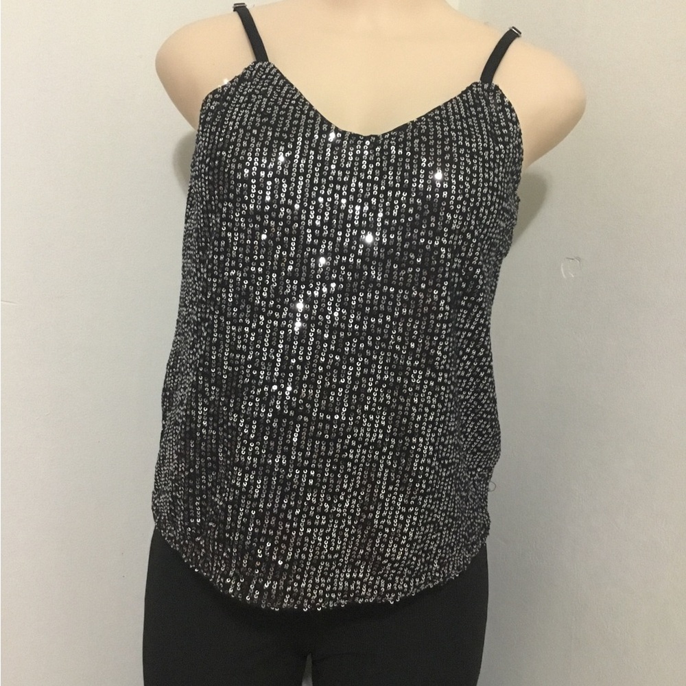 Sequin Black and Silver Women's Top